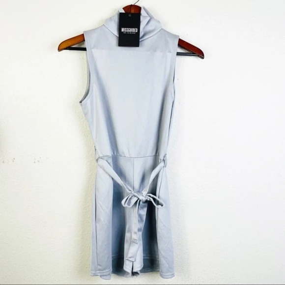 MISSGUIDED Grey Mock Neck One Piece Romper NWT Size 6 - Picture 4 of 9
